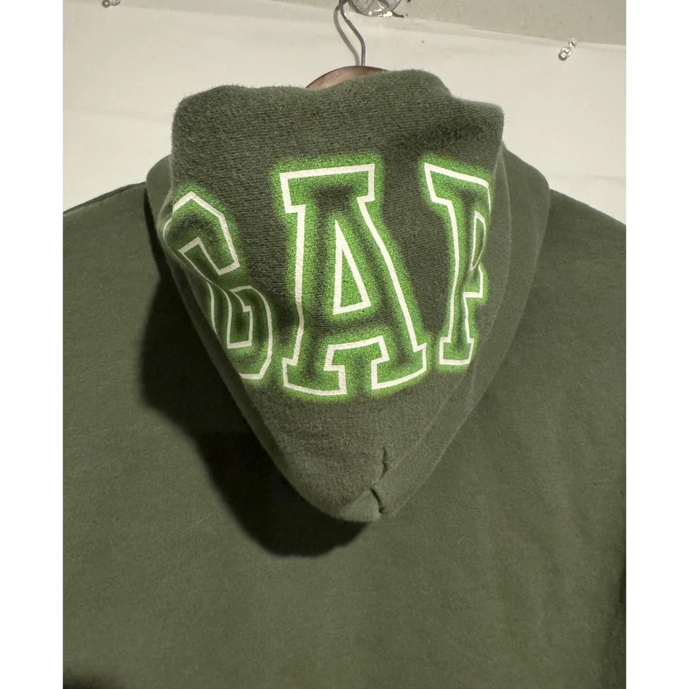 Gap Kids Star Wars Mandalorian Grogu Baby Yoda Hoodie Olive Green GAP Logo Hood
